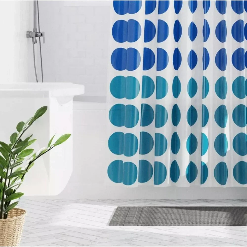 Zenna Home 13pc Trina Dot PEVA Shower Blue Curtain and Rings Set